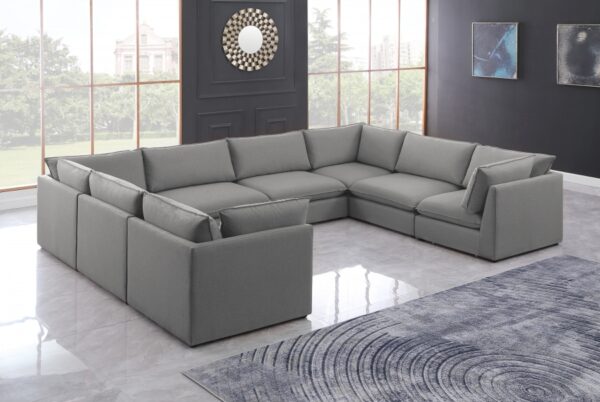 Mackenzie 160" Linen Textured Fabric Upholstered 8pc. Modular Sectional
