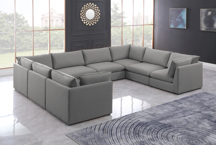 Mackenzie 160" Linen Textured Fabric Upholstered 8pc. Modular Sectional