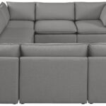 Mackenzie 160" Linen Textured Fabric Upholstered 8pc. Modular Sectional