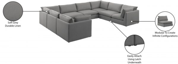 Mackenzie 160" Linen Textured Fabric Upholstered 8pc. Modular Sectional