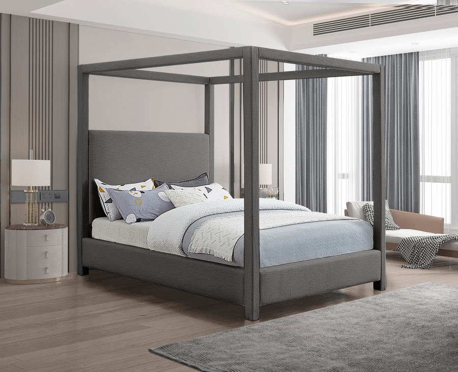 Emerson Linen Textured Fabric Upholstered Bed