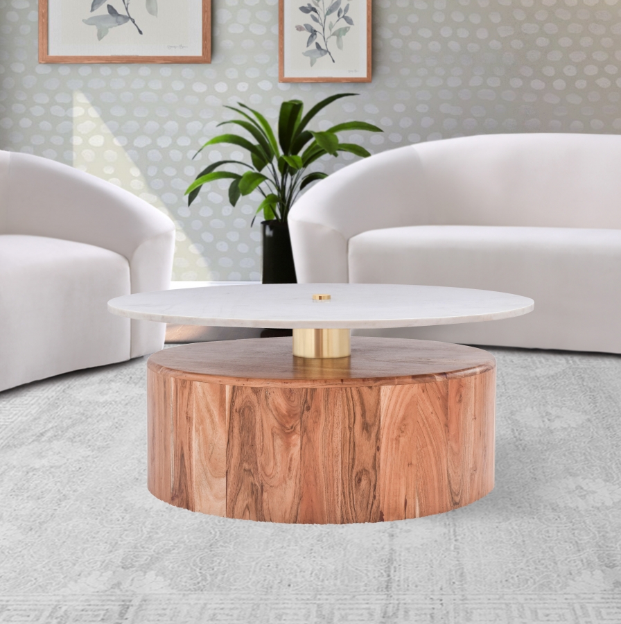 Stonewood Marble Top And Acacia Wood Base Coffee Table