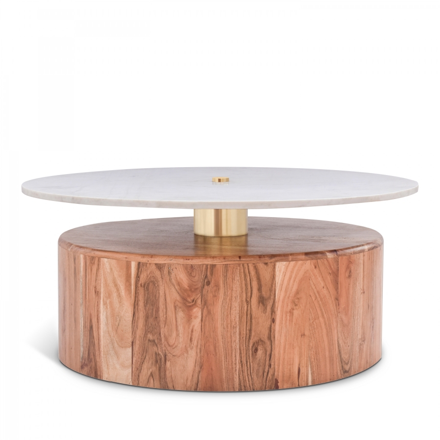 Stonewood Marble Top And Acacia Wood Base Coffee Table