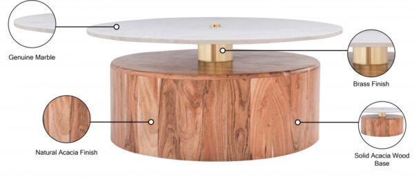 Stonewood Marble Top And Acacia Wood Base Coffee Table