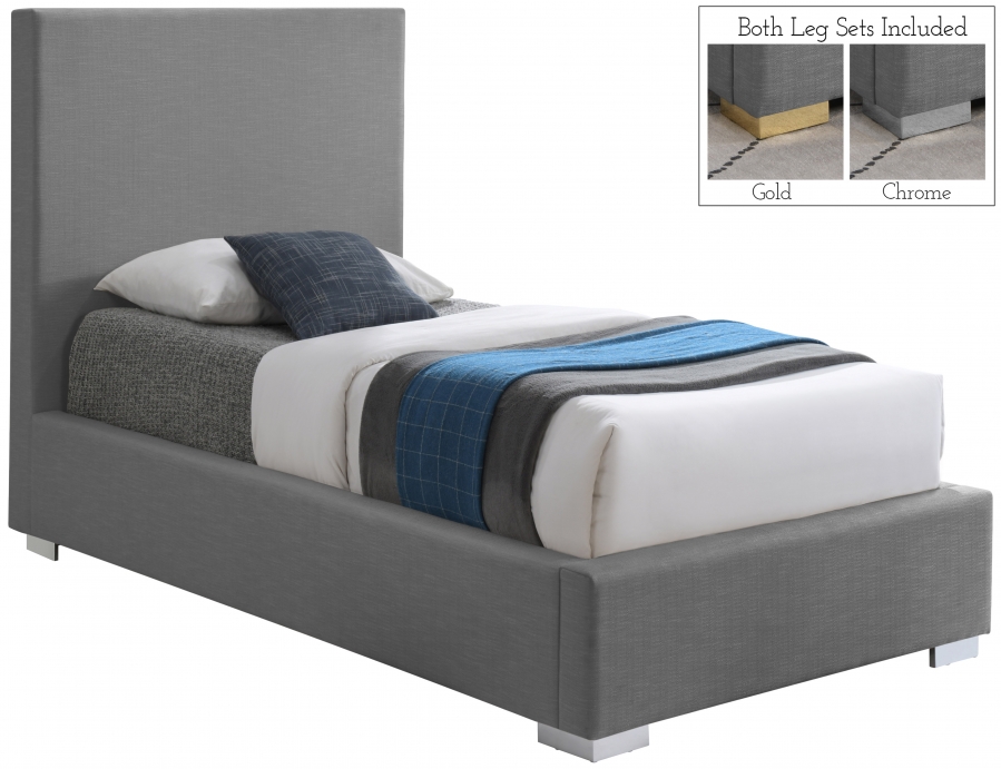 Crosby Twin Linen Textured Fabric Upholstered Bed
