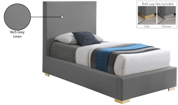 Crosby Twin Linen Textured Fabric Upholstered Bed