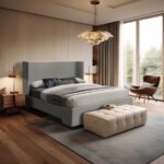 Oxford Linen Textured Fabric Upholstered Bed