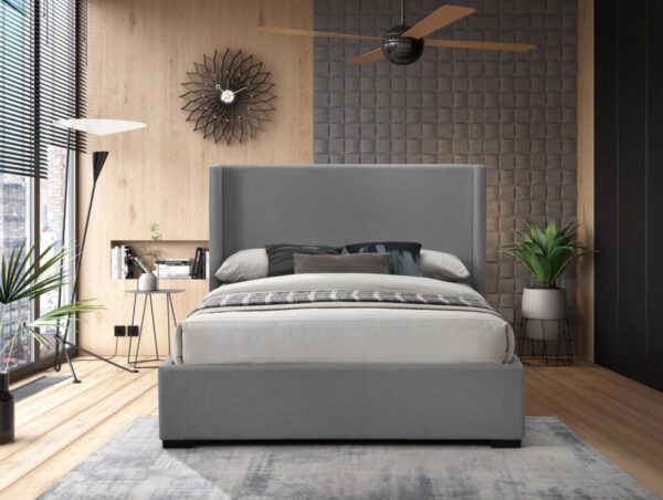 Oxford Linen Textured Fabric Upholstered Bed
