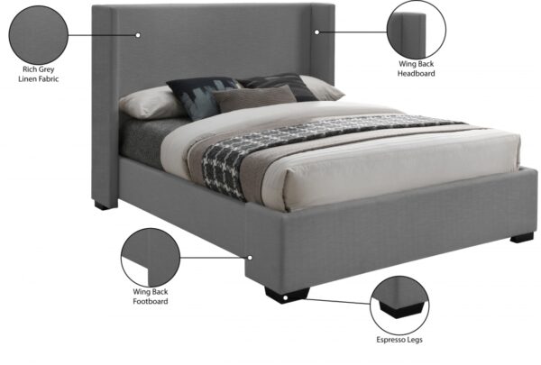 Oxford Linen Textured Fabric Upholstered Bed