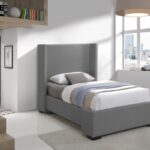 Oxford Twin Linen Textured Fabric Upholstered Bed