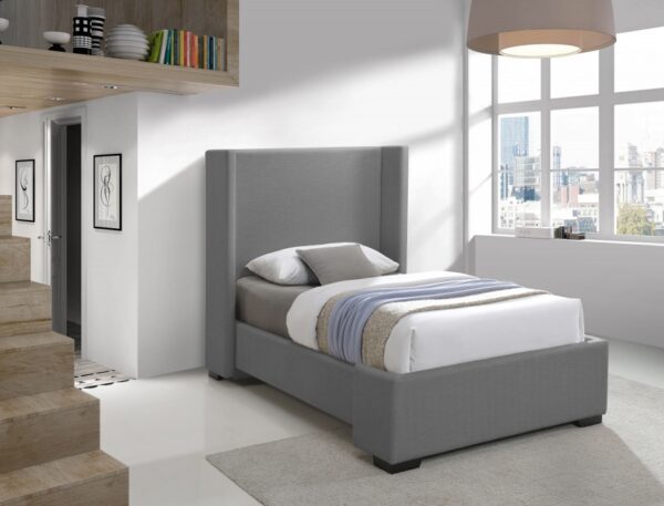 Oxford Twin Linen Textured Fabric Upholstered Bed