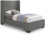 Oxford Twin Linen Textured Fabric Upholstered Bed