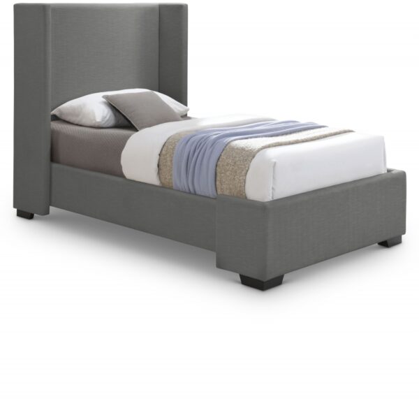 Oxford Twin Linen Textured Fabric Upholstered Bed