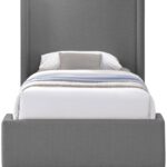 Oxford Twin Linen Textured Fabric Upholstered Bed