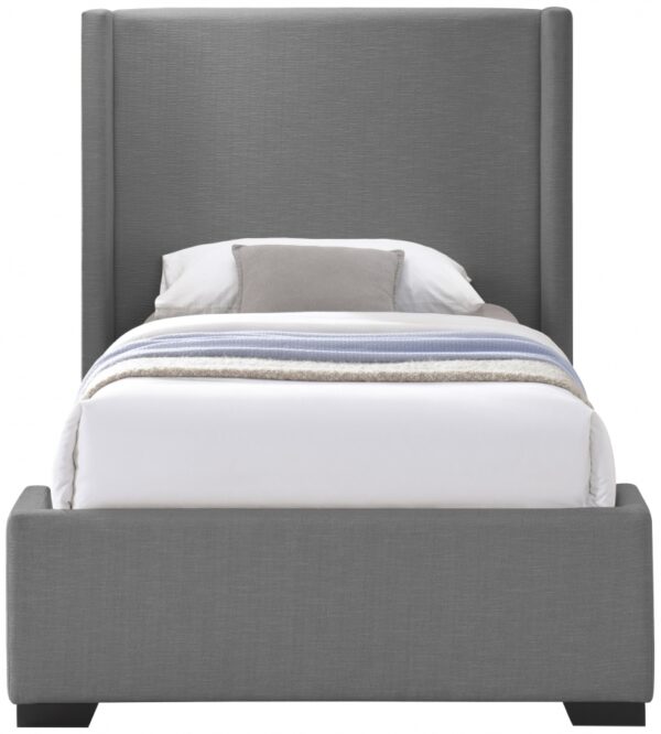 Oxford Twin Linen Textured Fabric Upholstered Bed