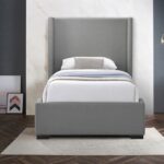 Oxford Twin Linen Textured Fabric Upholstered Bed