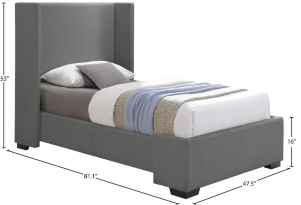 Oxford Twin Linen Textured Fabric Upholstered Bed