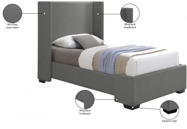 Oxford Twin Linen Textured Fabric Upholstered Bed