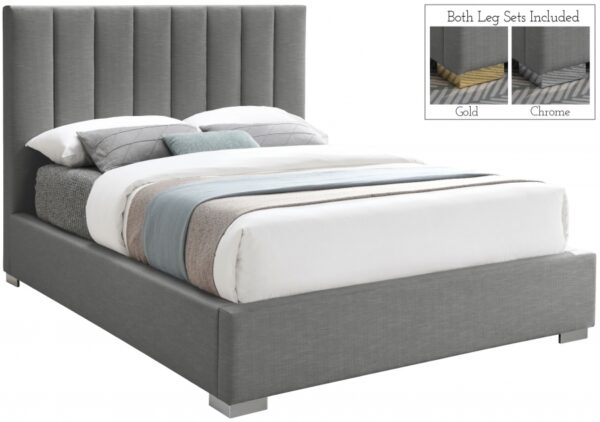 Pierce Linen Textured Fabric Upholstered Bed