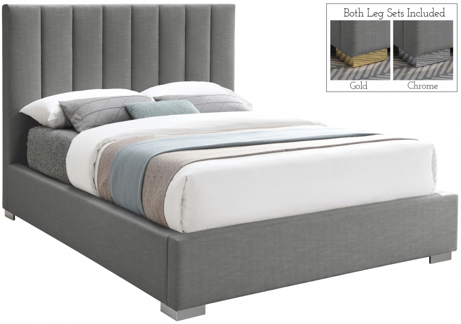 Pierce Linen Textured Fabric Upholstered Bed