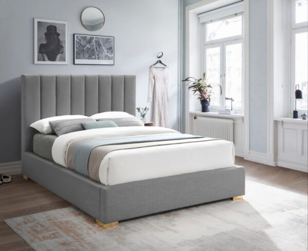 Pierce Linen Textured Fabric Upholstered Bed