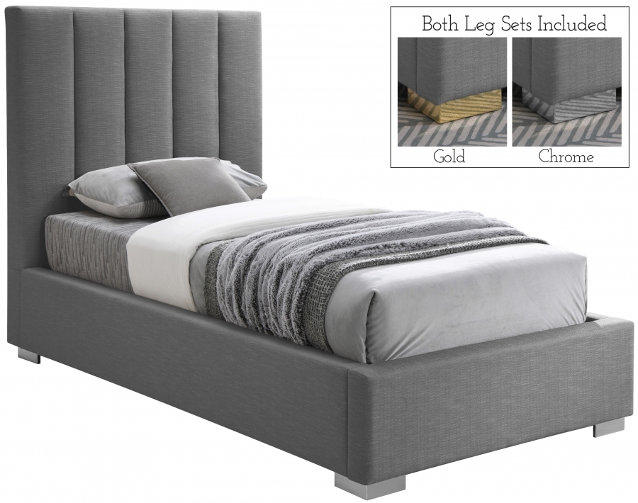 Pierce Twin Linen Textured Fabric Upholstered Bed