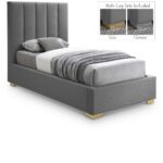 Pierce Twin Linen Textured Fabric Upholstered Bed