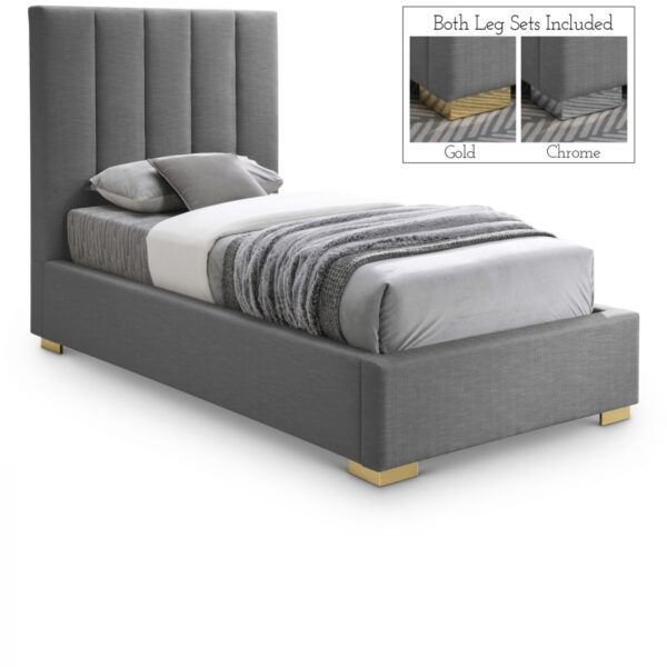Pierce Twin Linen Textured Fabric Upholstered Bed
