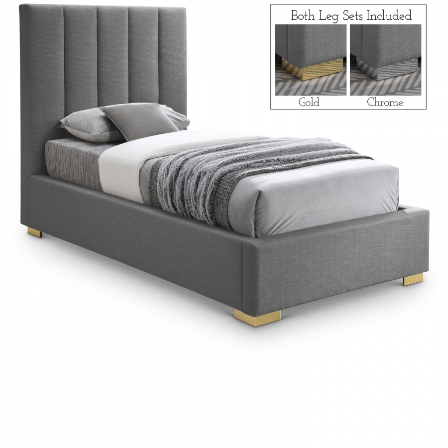 Pierce Twin Linen Textured Fabric Upholstered Bed