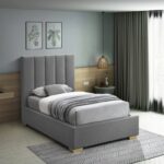 Pierce Twin Linen Textured Fabric Upholstered Bed