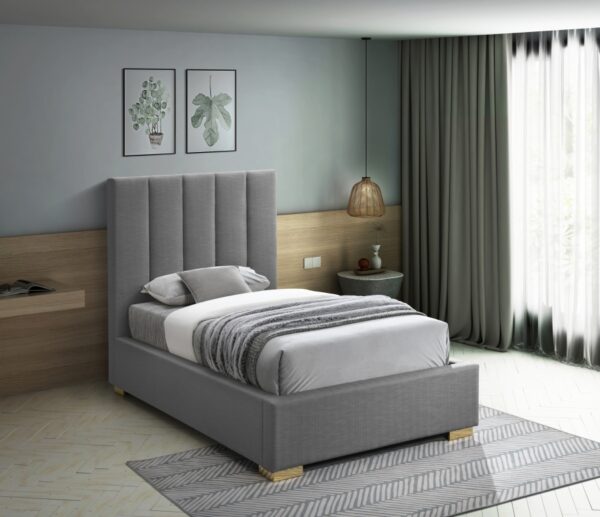 Pierce Twin Linen Textured Fabric Upholstered Bed