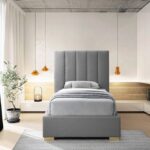 Pierce Twin Linen Textured Fabric Upholstered Bed