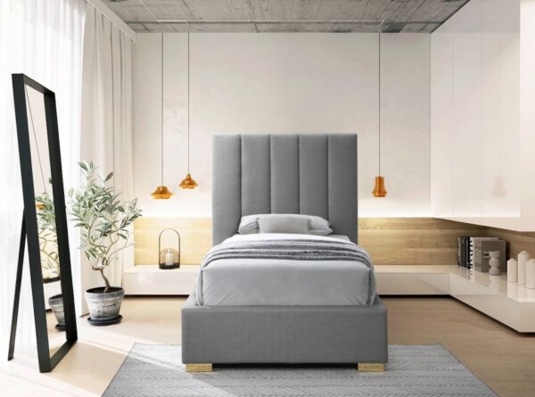 Pierce Twin Linen Textured Fabric Upholstered Bed