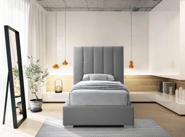 Pierce Twin Linen Textured Fabric Upholstered Bed