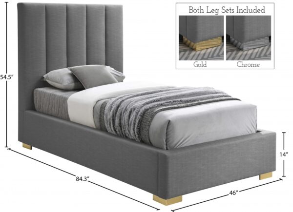Pierce Twin Linen Textured Fabric Upholstered Bed