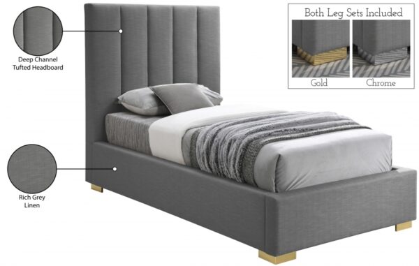 Pierce Twin Linen Textured Fabric Upholstered Bed