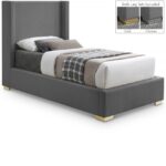 Royce Twin Linen Textured Fabric Upholstered Bed