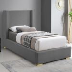 Royce Twin Linen Textured Fabric Upholstered Bed