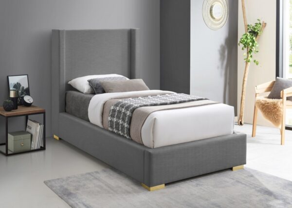 Royce Twin Linen Textured Fabric Upholstered Bed