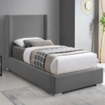 Royce Twin Linen Textured Fabric Upholstered Bed