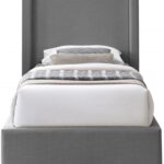 Royce Twin Linen Textured Fabric Upholstered Bed