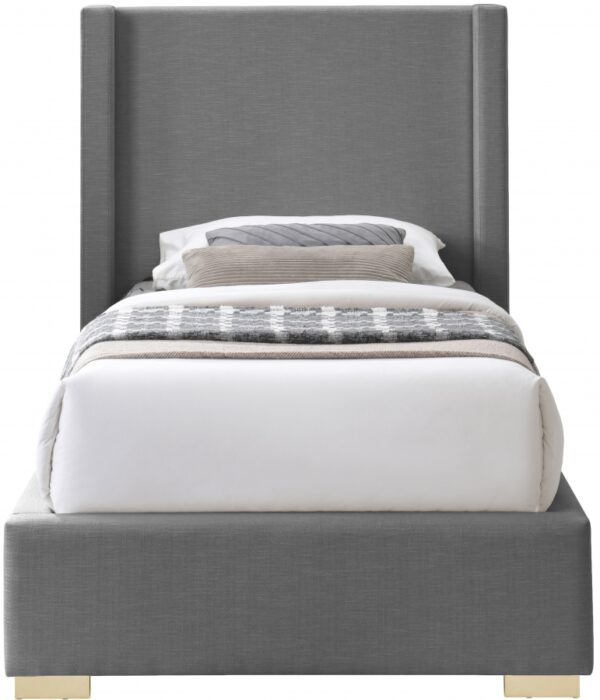 Royce Twin Linen Textured Fabric Upholstered Bed