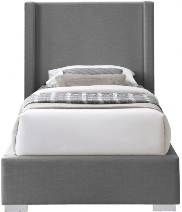 Royce Twin Linen Textured Fabric Upholstered Bed