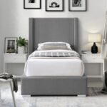Royce Twin Linen Textured Fabric Upholstered Bed