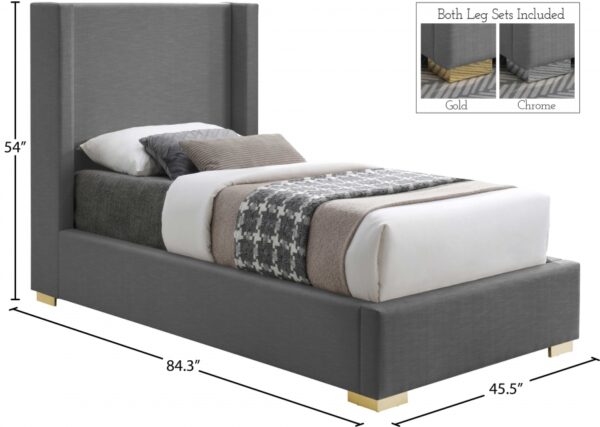 Royce Twin Linen Textured Fabric Upholstered Bed