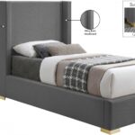 Royce Twin Linen Textured Fabric Upholstered Bed