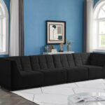 Relax 128" Velvet Upholstered 4pc. Modular Sofa