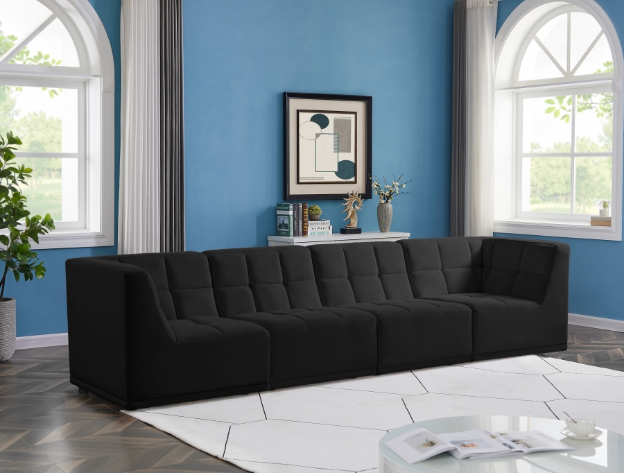 Relax 128" Velvet Upholstered 4pc. Modular Sofa