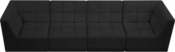 Relax 128" Velvet Upholstered 4pc. Modular Sofa