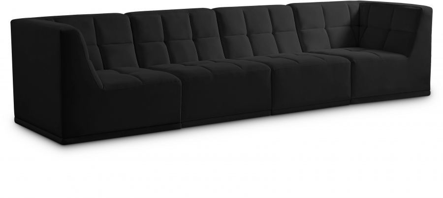 Relax 128" Velvet Upholstered 4pc. Modular Sofa